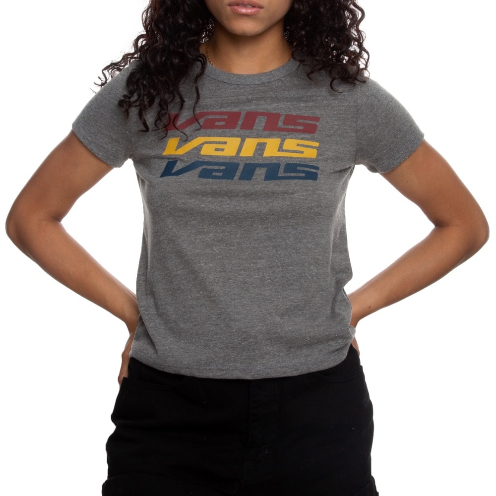 VANS Off The Wall Unisex Short Sleeved Gray Tee Graphic Logo Top Size Youth S